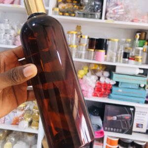 500ml Amber bottle with press gold lid