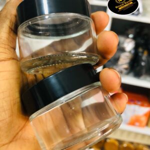 50g clear glass jar with black lid