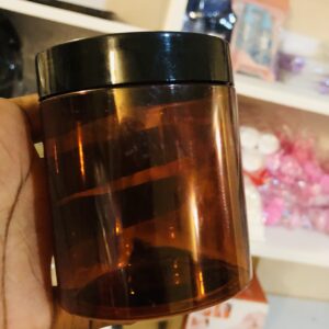 250g foreign amber jar with black lid