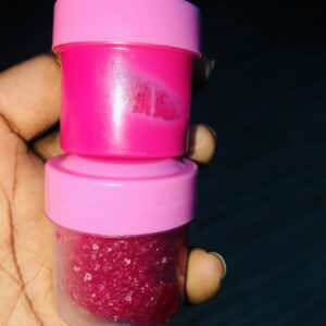 Pink lip balm and scrub