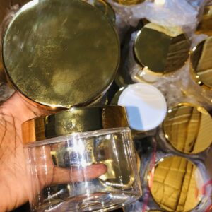 300g clear short jar with mirror gold lid