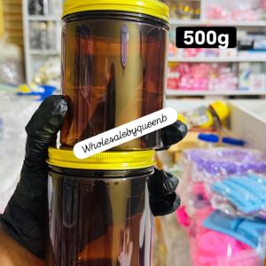 500g Amber foreign jar with gold lid
