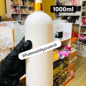 1000ml Foreign white bottle with gold pump