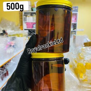 500g Amber foreign jar with gold lid