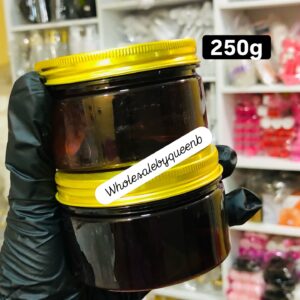 250g Foreign amber jar with gold lid