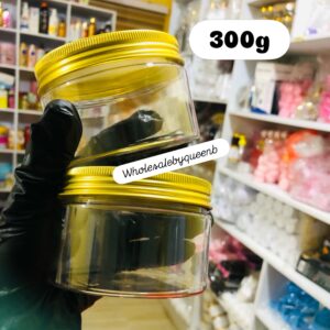 Short 300g Clear Jar with Gold Lid