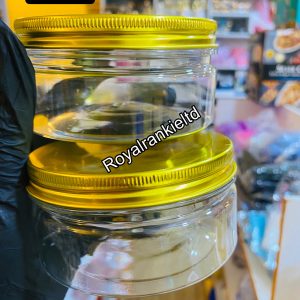 250g clear short & wide jar with gold aluminum lid