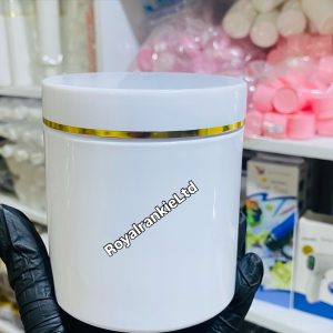 500grams all white with gold / silver line jar